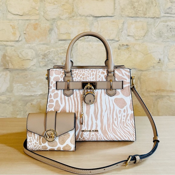 Michael Kors Hamilton small Animal print small satchel&wallet - Picture 1 of 13
